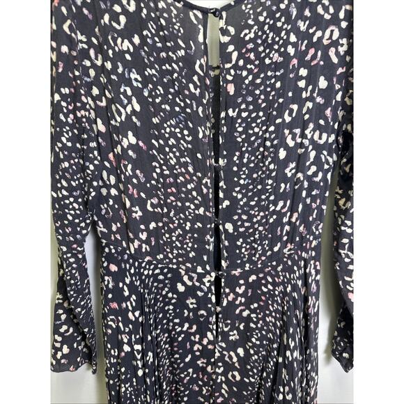 Free People First Kiss Maxi Dress S Navy Blue Cheetah Print Y2K Witchy - Picture 3 of 9